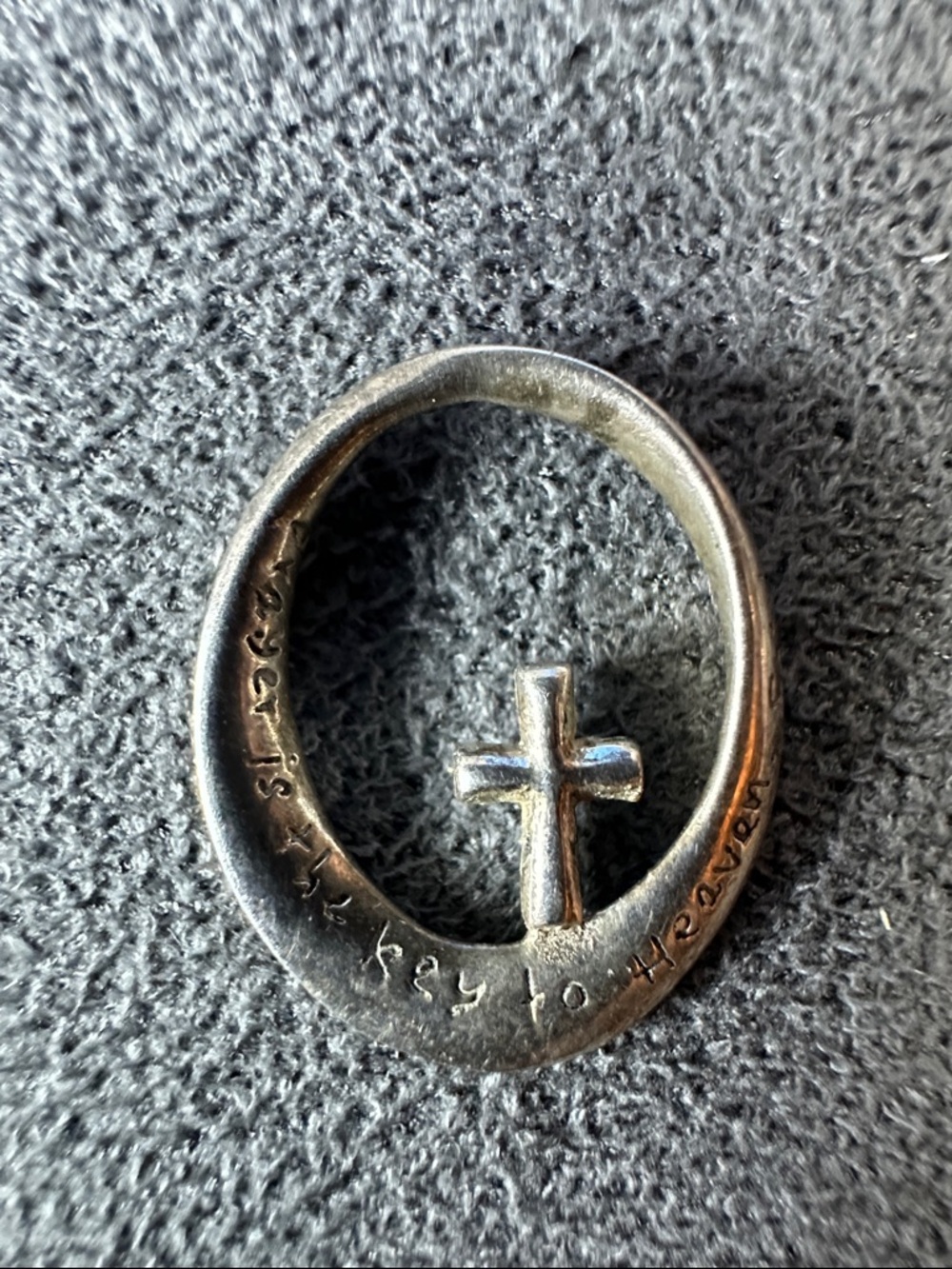 Sterling Silver Cross Oval Pendant in Silver
